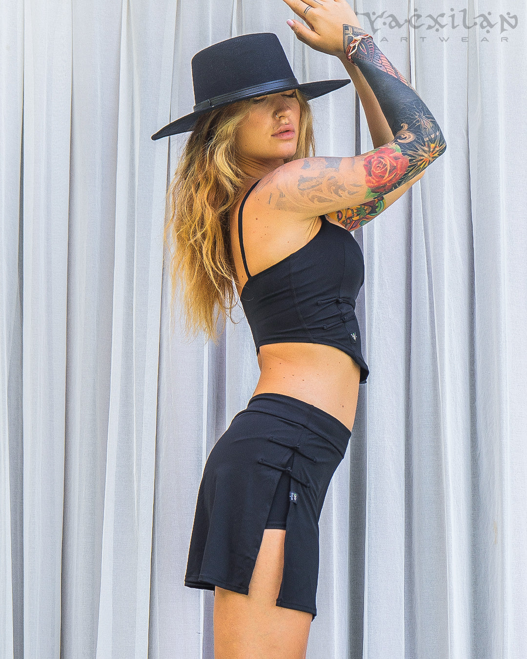Top & Mini Skirt Combo / Poliamide - BLACK